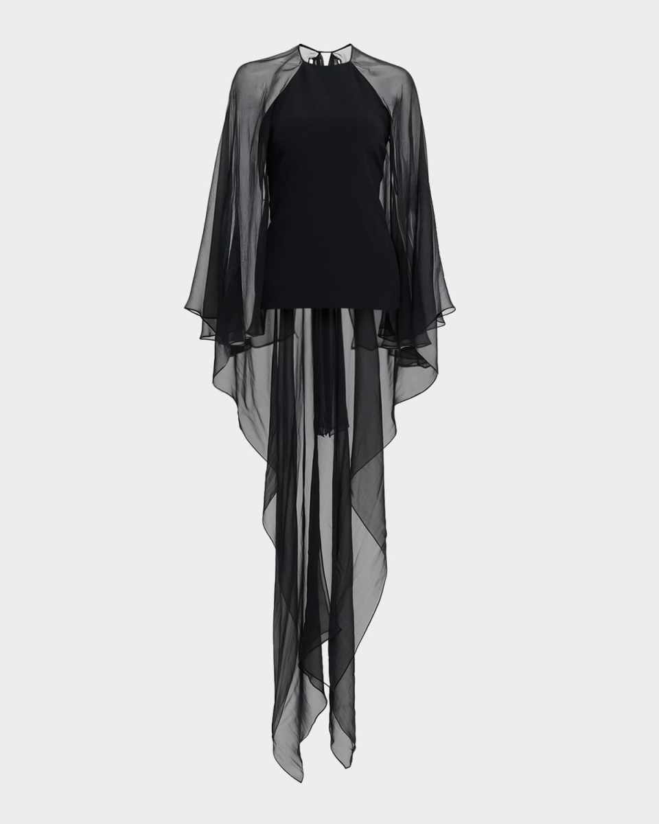 Chiffon Cape Stretch Cady Blouse